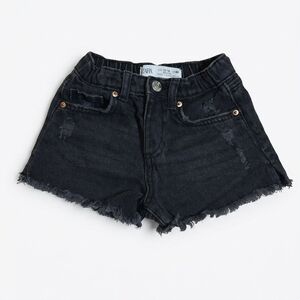 ZARA....Black Distressed Denim Shorts